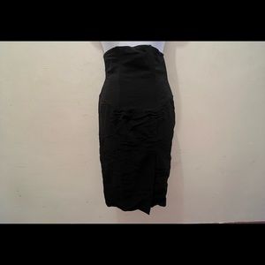 Black High Waist Corset Pencil Skirt W/ Slit.
